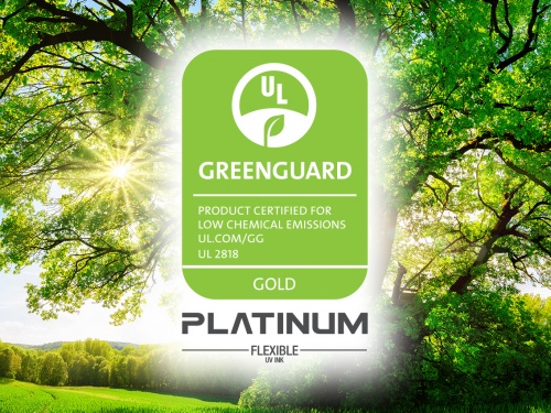 Platinum Uv Baskı mürekkepleri GreenGuard altın sertifikalıdır.